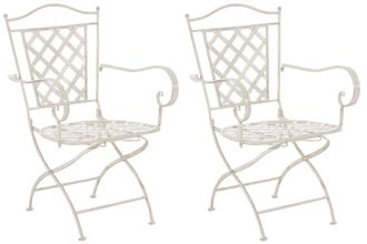 Clp Set 2 sillas de exterior con reposabrazos en Metal Crema antiguo