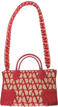 Valentino Pre-owned Valentino Leather Trimmed Toile Iconographe Satchel Ladies 5AT7AX8GKYXJ535Z