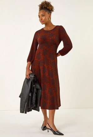 Roman Speckled A-Line Stretch Midi Dress