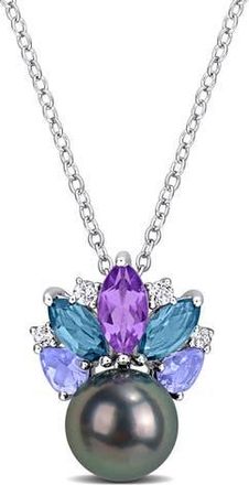 Delmar 8-8.5mm Cultured Tahitian Pearl Pendant Necklace in Silver Multi at Nordstrom Rack