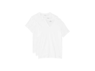 Calvin Klein Underwear Cotton Classics Multipack Short Sleeve V-Neck Mens Clothing White : MD