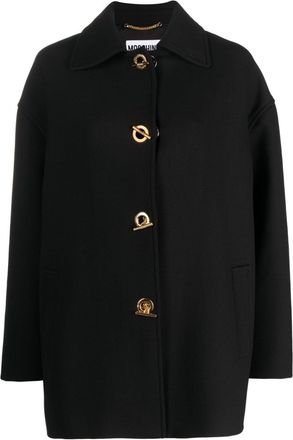 Moschino virgin wool-blend coat - women - Elastane/Virgin Wool/Polyester/Acetate/Cupro - 42 - Black