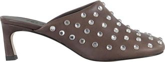 Tela Rhinestone Mule in donkerbruin canvas - Dames - Muiltjes - Bruin - 40 EU - Schoenen
