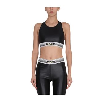 Msgm Top con logo Activewear - - Tops - Donna - Nero - L
