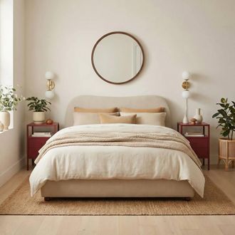 Furniturebox Mabel Cream Fabric Ottoman King Size Bed Frame
