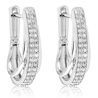 Vir Jewels 1/4 cttw Diamond Hoop Earrings.925 Sterling Silver 60 Stones Dangle 3/4 Inch