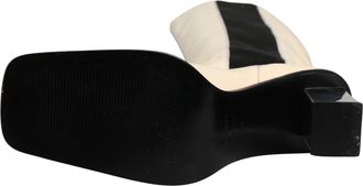 Dolce & Gabbana White Black Leather Knee High Boots Womens Shoes (Pre-Owned)