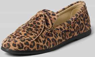 Espadrij Mokassins aus Leder im Allover-Look Modell MOCCASINS VELOUR LEO in Black, Gr&ouml;&szlig;e 37