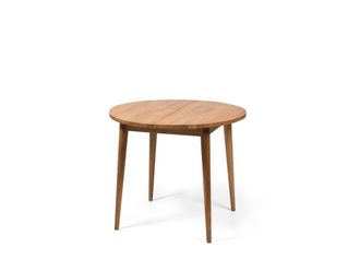 Woodek Mesa de comedor en roble tratado con aceite-cera, d90 cm, 1 extensión