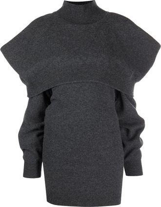 Alexander Wang knitted cold-shoulder mini dress - women - Wool - L - Grey