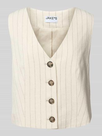 Jake*s Casual Weste aus Viskose-Mix mit Leinen-Anteil in Flanell, Gr&ouml;&szlig;e 42