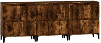 vidaXL Vidaxl - Aparadores 3 uds madera contrachapada roble ahumado 60x35x70 cm
