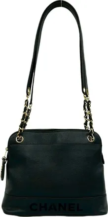 Chanel Black Grained Calfskin Shoulder Bag Tote Bag (Pre-Owned)