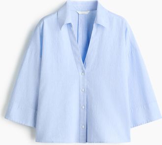 H&M Bluse aus Leinengemisch - Hellblau