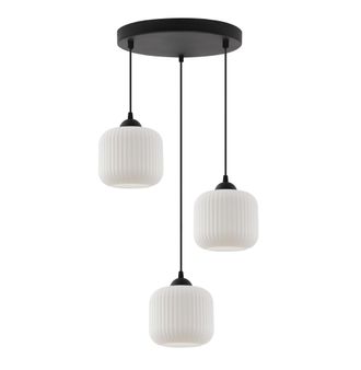 OEM L&aacute;mpara Colgante Riffle Negra 3 Pantallas Cilindricas Planas Blancas E27