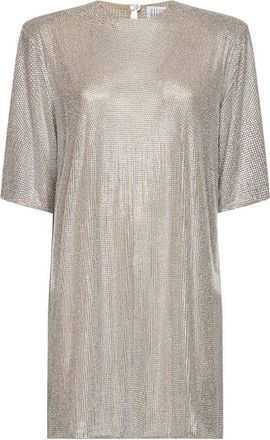 Giuseppe Di Morabito Jurk met Kristaldecoratie - Dames - Feestkleedjes - Beige - XS - Tule - Kleedjes