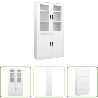 vidaXL Armadio per ufficio - Armadio per Ufficio Bianco 90x40x180 cm in Acciaio
