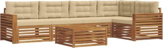 vidaXL Conjunto De Sof&aacute;s De Exterior 6 Uds. Natural Y Beige Vidaxl