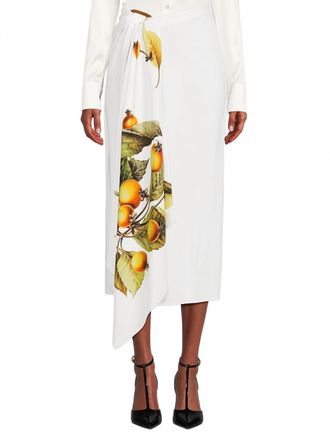 Ferragamo Asymmetrical Draped Skirt In Bone