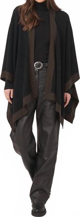 Repeat Cashmere Blend Poncho With Contrast Border In Black/brown