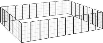 vidaXL Jaula Perros 36 Paneles Acero Recubierto Polvo Negro 50x100 Cm Vidaxl