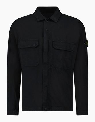 Stone Island Mens Stone Island Organic Cotton Ripstop Overshirt in Black - Size: 42/Regular