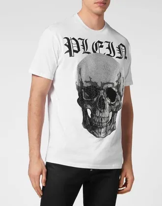 Philipp Plein T-Shirt Round Neck Ss With Crystals Skull Men in White at Nordstrom, Size Xxx-Large
