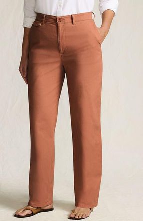 Lands End Plus Size Chino High Rise Rail Straight Leg Pants in Rich Ginger Brown at Nordstrom, Size 16W