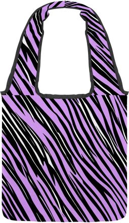 Generic Purple Zebra Stripes Reversible Canvas Shoulder Tote - Double-Sided Print, 12oz Cotton, 27cm Drop, Fold-Flat Bag for Travel, Shopping, Street Outings