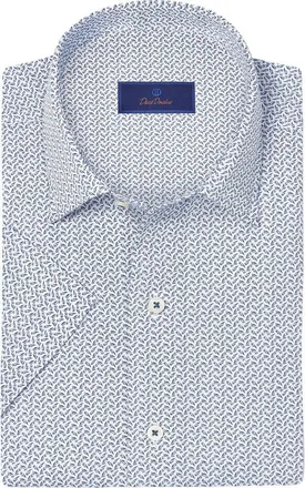 David Donahue Classic Fit Floral Print Short Sleeve Button-Up Shirt in White/Navy at Nordstrom Rack, Size Xx-Large
