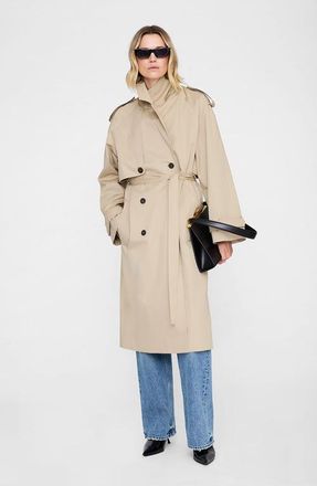 Anine Bing Rickie Maxi Trench in Beige at Nordstrom, Size Large