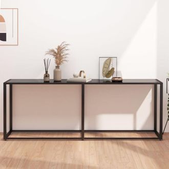 vidaXL Tavolo Consolle Nero 200x35x75,5 cm in Vetro Temperato - Vidaxl
