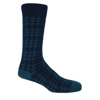Peper Harow Houndstooth Mens Socks - Navy