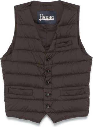 Herno V-neck Down Gilet - Heren - Bodywarmers - Bruin - XL - Leer - Jassen
