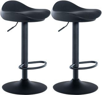 Clp Set de 2 Taburetes de bar regulable en Simil cuero Negro