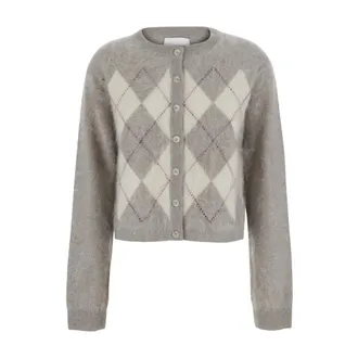 Soft Goat Argyle Vest - Dames - Truien - Beige - Maat: S Wol