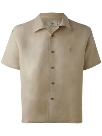MISCI logo-print shirt - men - Linen/Flax/Viscose - P - Neutrals