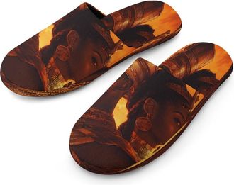 Generic African King And Queen Mens Cotton Slippers Memory Foam Comfort House Shoes Winter Indoor Slipper for Hotel Casa Spa