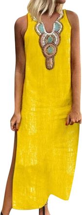 Generic Elasticated Maxi Dresses Dress Black Pinafore Dresses Women Butterfly Dress for Women Sparkly Backless Black Leather for Elegant Evening Yellow L