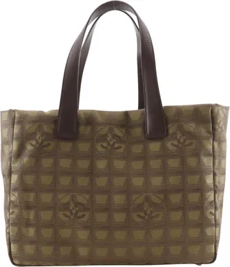 Chanel Khaki Nylon Canvas Tote Bag (Pre-Owned)