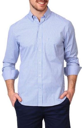 Tailorbyrd Gingham Stretch Cotton Button-Up Shirt in Light Blue at Nordstrom Rack, Size Xx-Large
