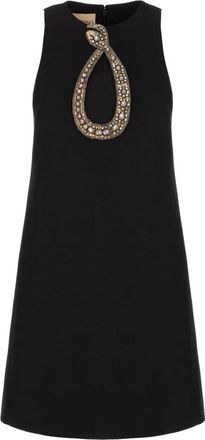 Valentino Garavani Geborduurde Crepe Couture Korte Jurk - Dames - Korte kleedjes - Zwart - XS - Wol - Kleedjes