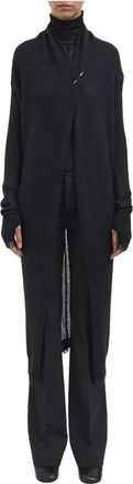 Isabel Benenato Lange Cardigan in Mohair en Zijde - Dames - Lange truien - Zwart - M - Truien & Vesten
