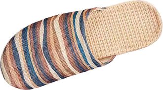 Generic 2026 Mens Slippers Men Beach Outside Wear Home Linen Large Size Non Slip Sandals (Coffee, 8)