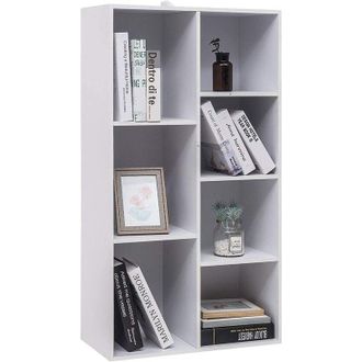 Woltu Woltu - 7 Cube Wooden Bookcase Shelving Storage Display Shelves Wood Unit Baskets White