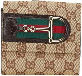 Gucci Pre-owned Wallets, female, Brown, Size: ONE SIZE Pre-owned Canvas wallets