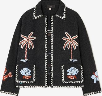 Alanui Bestickte Hemdjacke aus Wollfilz Remermber Me