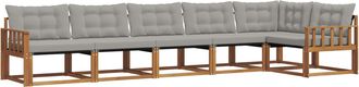 vidaXL Conjunto De Sof&aacute;s De Exterior 6 Uds. Gris Natural Y Claro Vidaxl