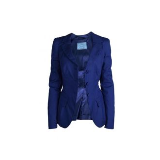 Prada Dames, Jassen, Blauw, Maat: XS Katoen