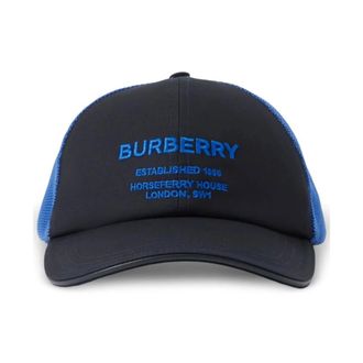 Burberry Logo Baseballpet met Mesh Design - Heren - Petten - Blauw - S - Katoen - Accessoires